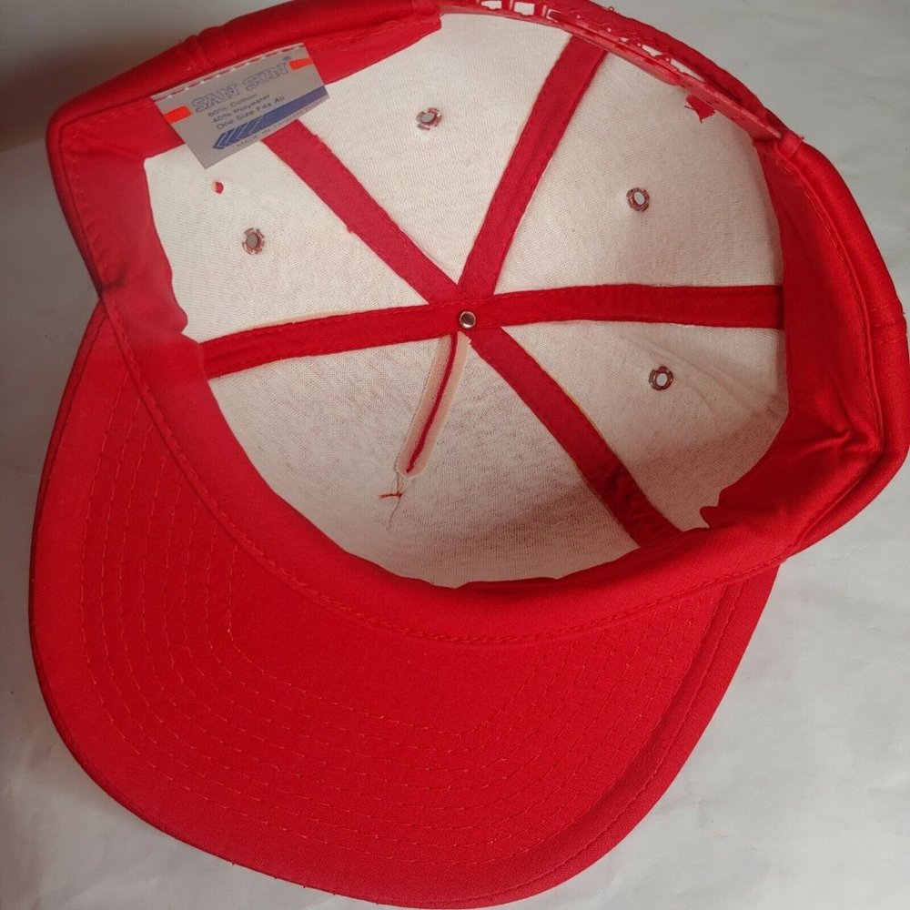 Vintage Paul Bunyon Tree Service Cap Foam Trucker Snap Back Red Hat Adjustable - Picture 3 of 7